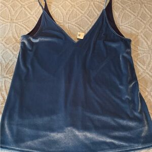 NWT CARAMELA V NECK  Blue Velvet Women's Top SIZE LARGE